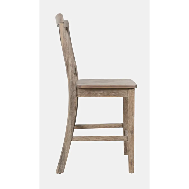 Eastern Tides Coastal Wire-Brushed Wood X-Back Counter Barstool(Set Of 2)