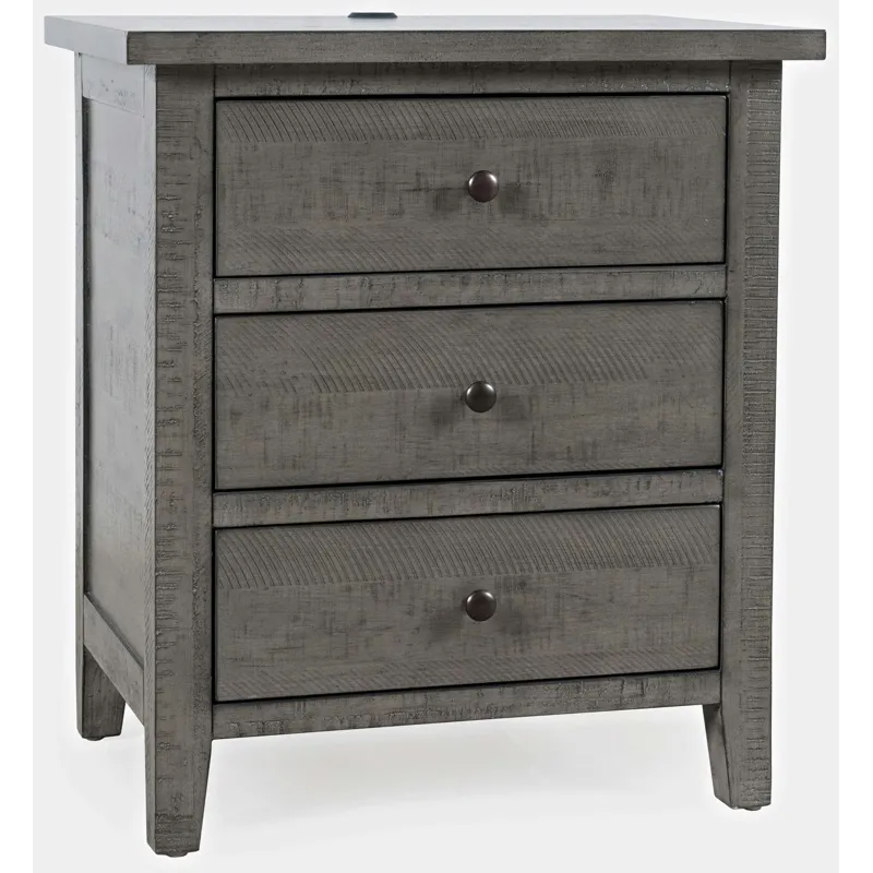 Maxton Contemporary Coastal Distressed Wood USB Charging Nightstand