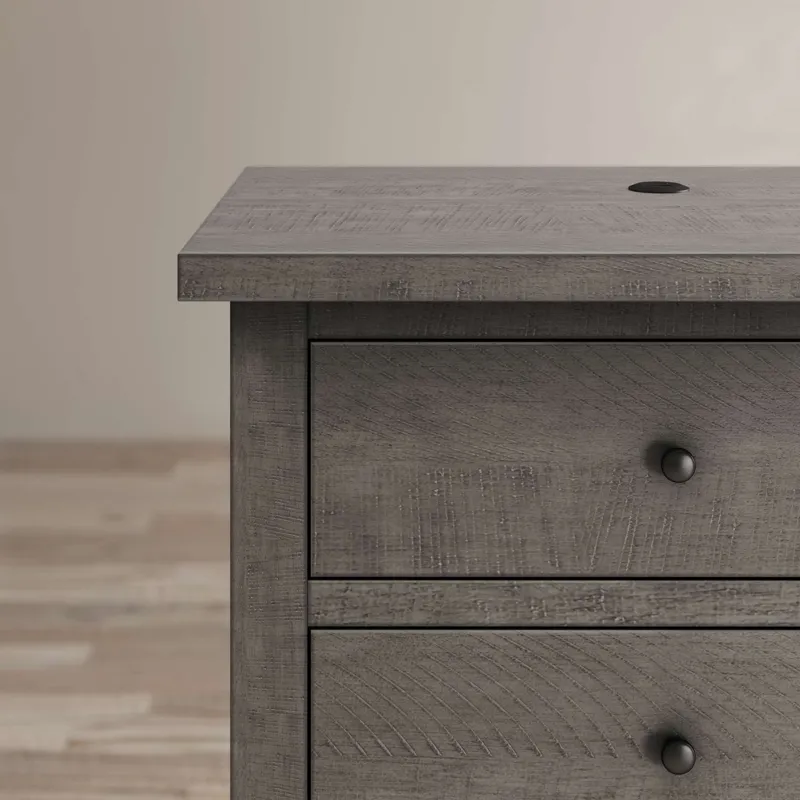 Maxton Contemporary Coastal Distressed Wood USB Charging Nightstand