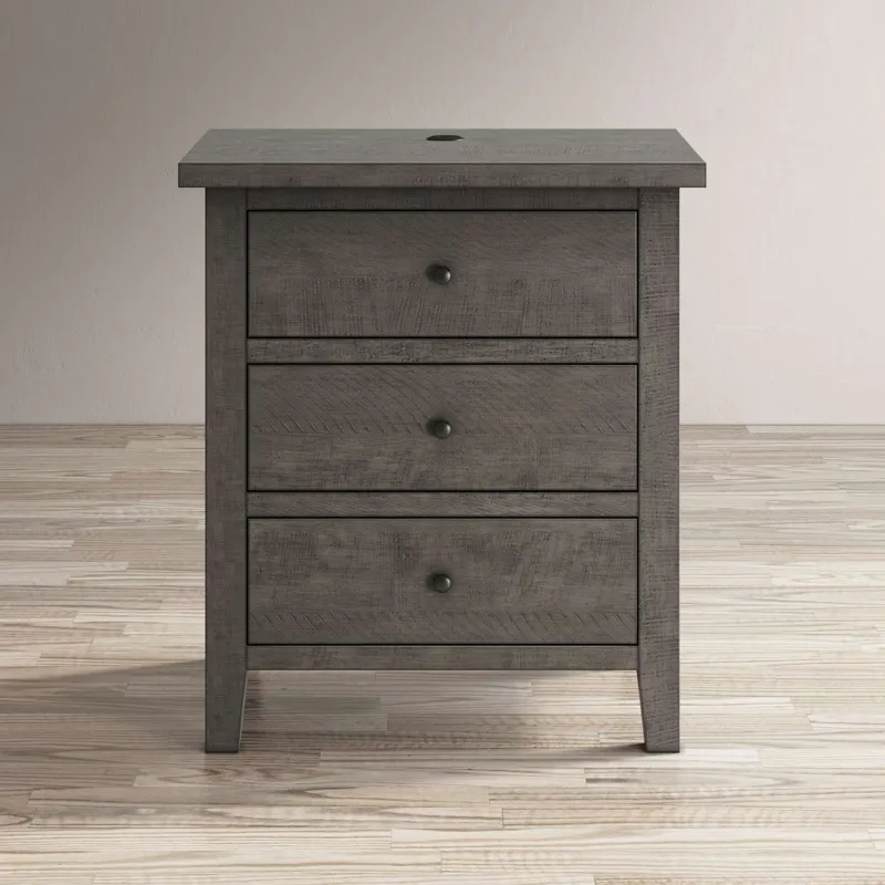 Maxton Contemporary Coastal Distressed Wood USB Charging Nightstand