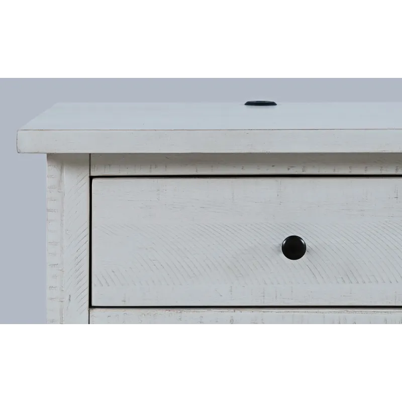 Maxton Contemporary Coastal Distressed Wood USB Charging Nightstand