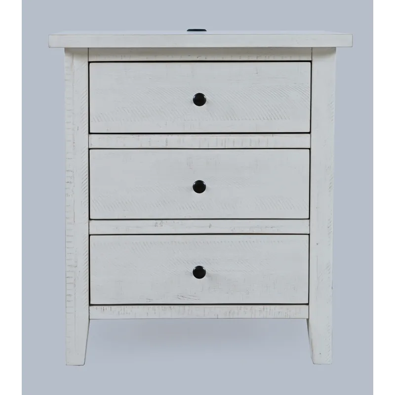 Maxton Contemporary Coastal Distressed Wood USB Charging Nightstand