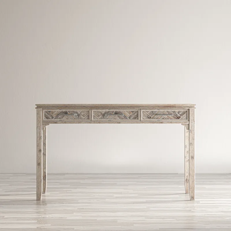 Gramercy Mid-Century Modern Chevron Three Drawer USB Charging Desk