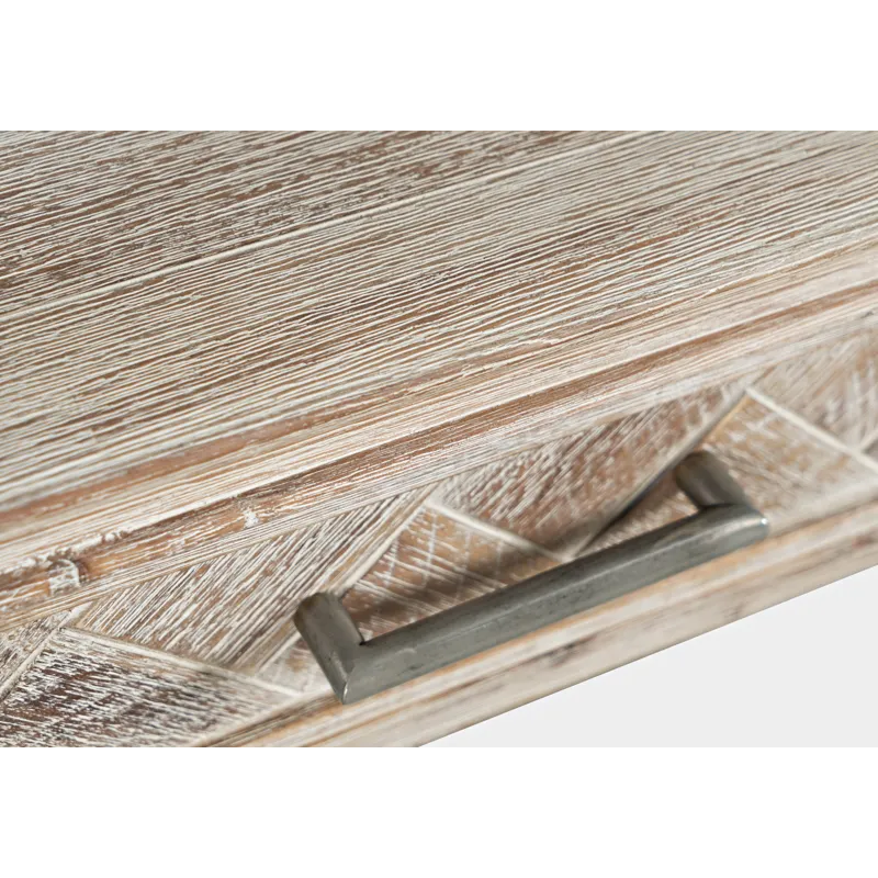 Gramercy Mid-Century Modern Chevron Three Drawer USB Charging Desk