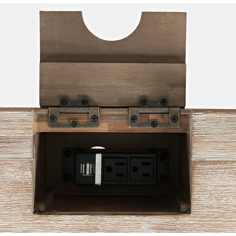 Gramercy Mid-Century Modern Chevron Three Drawer USB Charging Desk