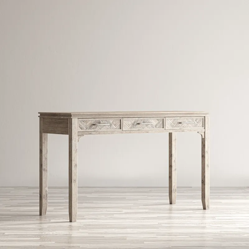 Gramercy Mid-Century Modern Chevron Three Drawer USB Charging Desk