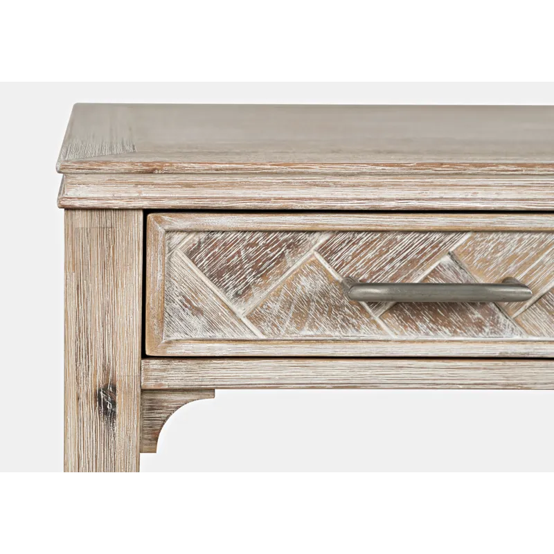 Gramercy Mid-Century Modern Chevron Three Drawer USB Charging Desk