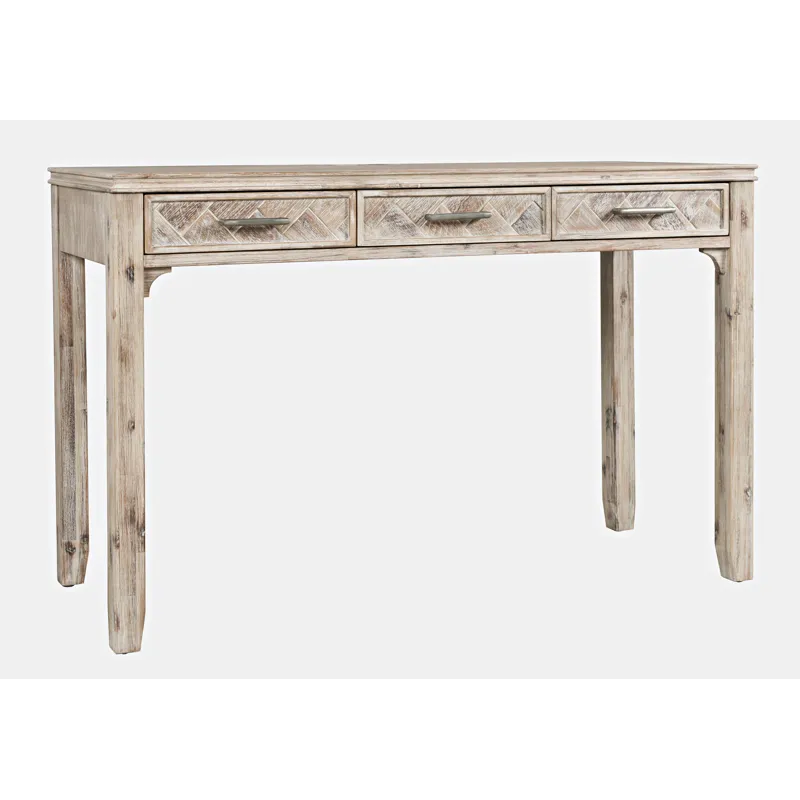 Gramercy Mid-Century Modern Chevron Three Drawer USB Charging Desk