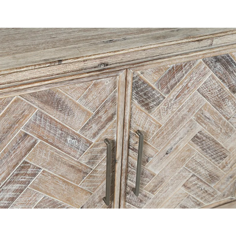 Gramercy Mid-Century Modern Chevron Three Door 60\" Accent Cabinet