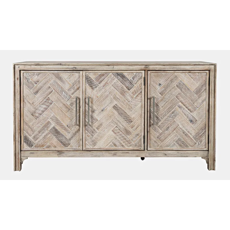 Gramercy Mid-Century Modern Chevron Three Door 60\" Accent Cabinet