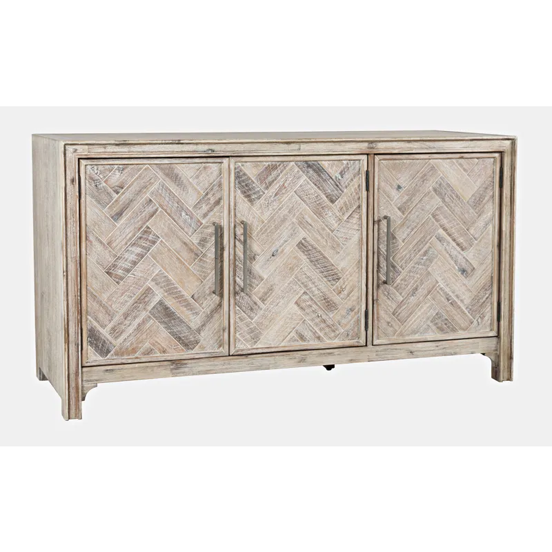 Gramercy Mid-Century Modern Chevron Three Door 60\" Accent Cabinet