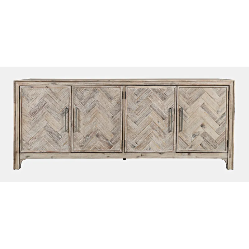 Gramercy Mid-Century Modern Chevron Four Door 79\" Accent Cabinet