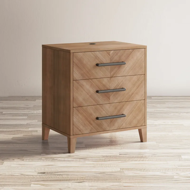 Eloquence Contemporary Modern 28\" USB Charging Nightstand With Drawers And Metal Hardware
