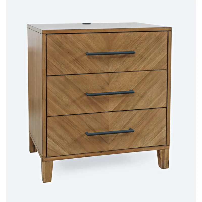Eloquence Contemporary Modern 28\" USB Charging Nightstand With Drawers And Metal Hardware