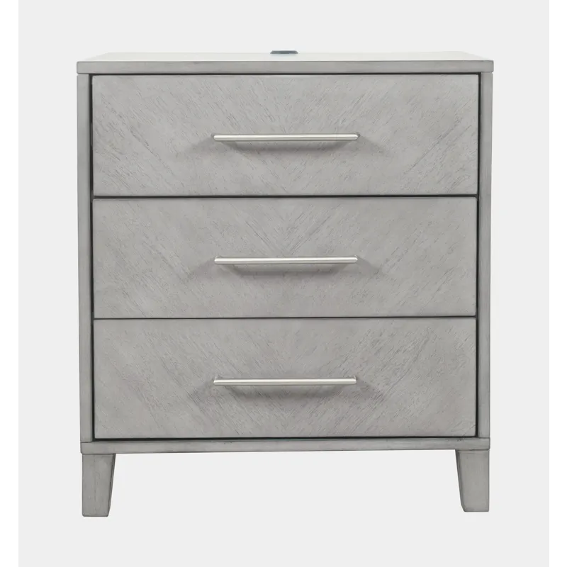 Eloquence Contemporary Modern 28\" USB Charging Nightstand With Drawers And Metal Hardware