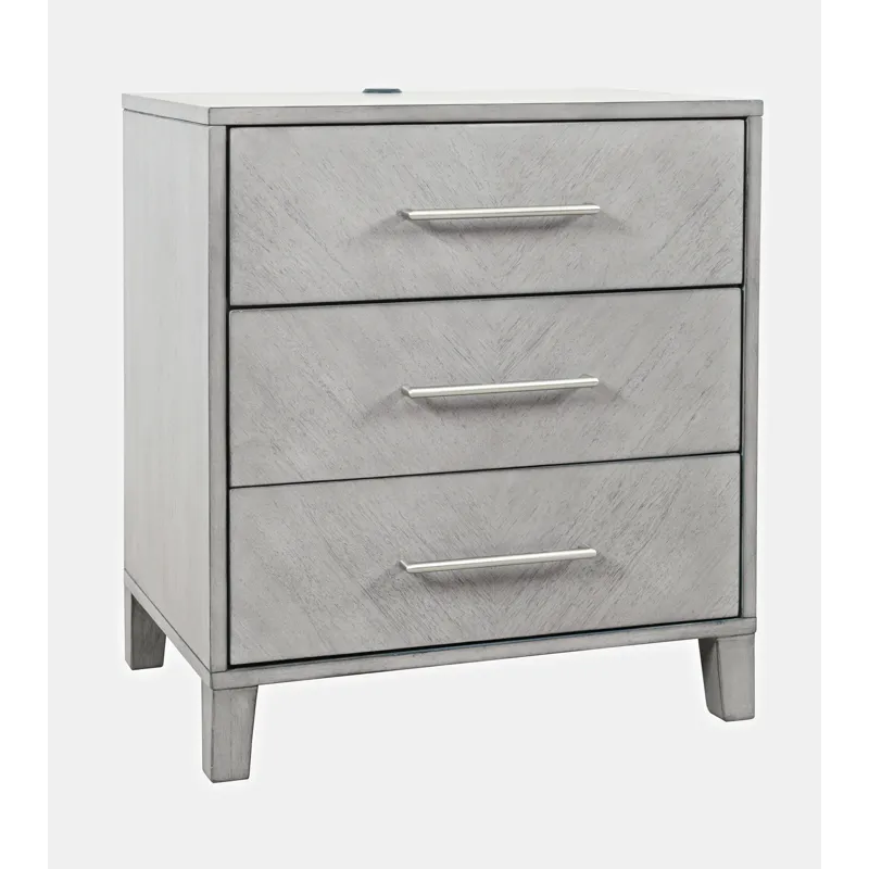 Eloquence Contemporary Modern 28\" USB Charging Nightstand With Drawers And Metal Hardware