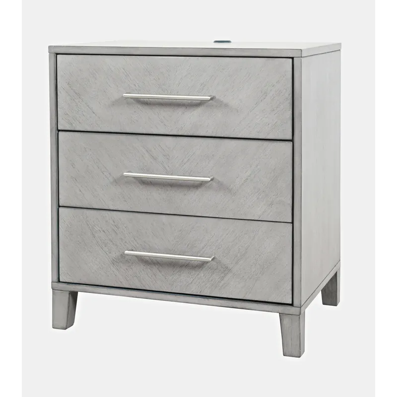 Eloquence Contemporary Modern 28\" USB Charging Nightstand With Drawers And Metal Hardware