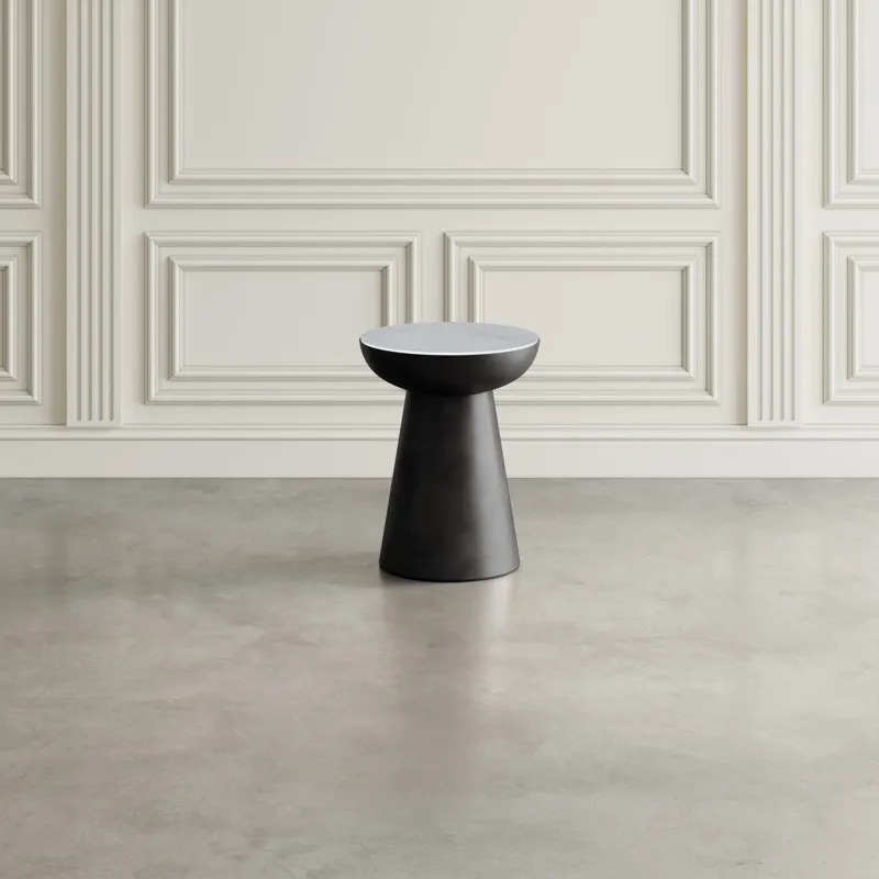 Circularity Modern Luxury Marble And Iron 18\" Round Pedestal End Table