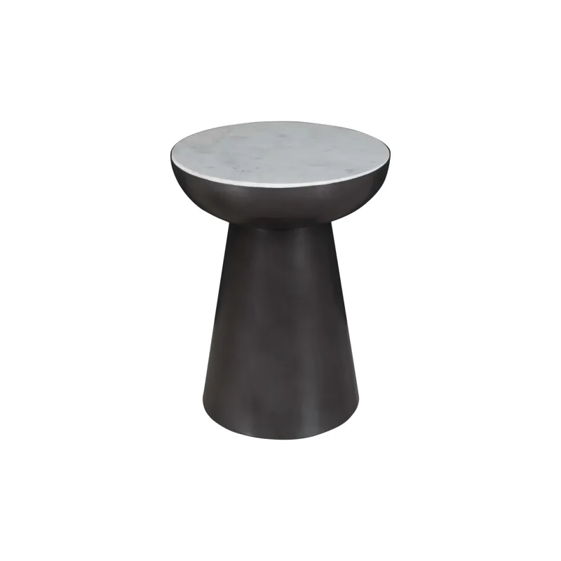 Circularity Modern Luxury Marble And Iron 18\" Round Pedestal End Table
