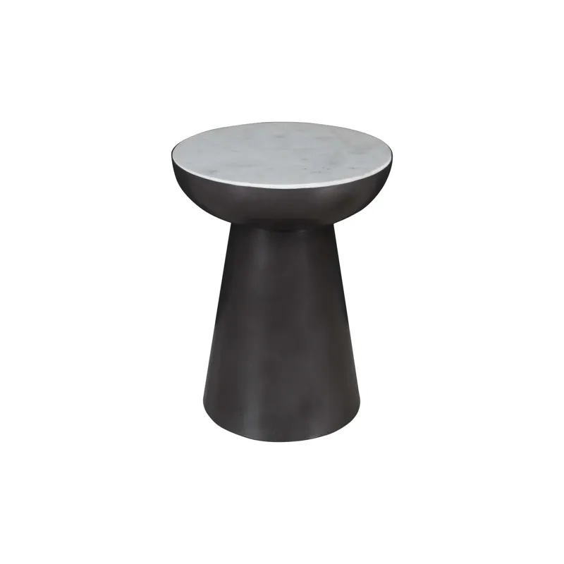 Circularity Modern Luxury Marble And Iron 18\" Round Pedestal End Table