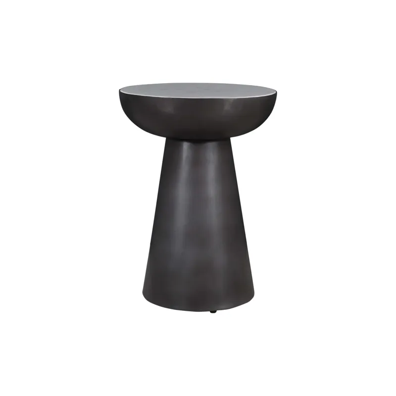 Circularity Modern Luxury Marble And Iron 15\" Round Pedestal Chairside End Table