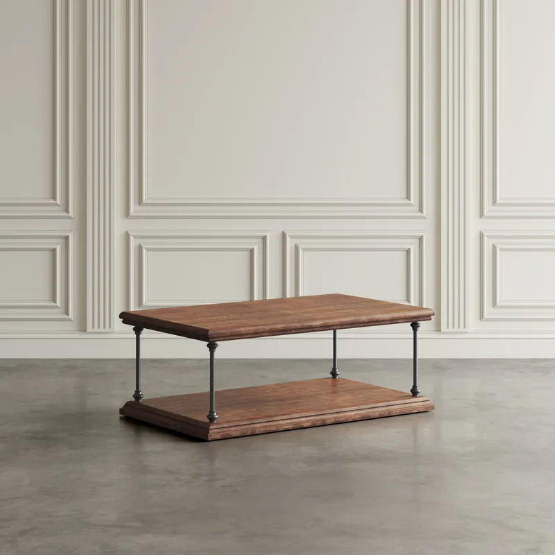 Larson Modern Industrial 50\" Solid Wood Coffee Table With Storage