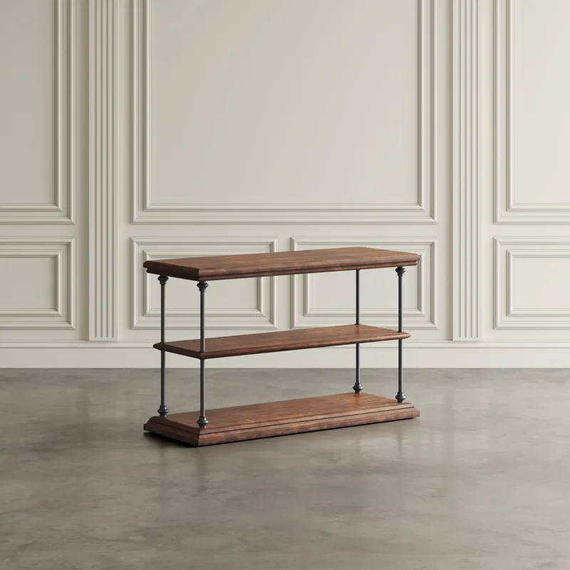 Larson Modern Industrial 48\" Solid Wood Sofa Table With Storage