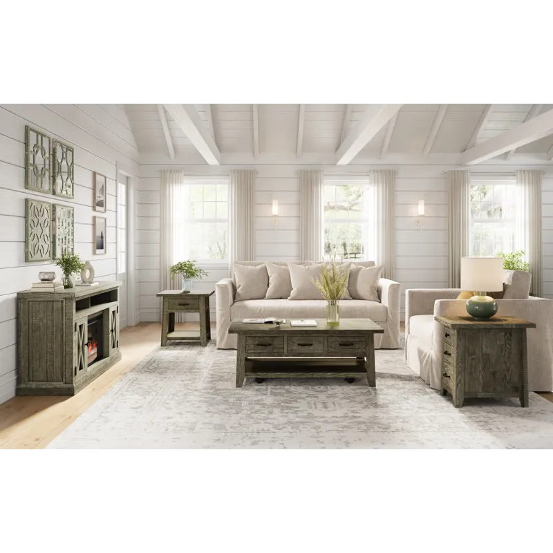 Telluride Rustic Farmhouse Solid Wood 50\" Coffee Table With Caster Wheels And Pull-Through Drawers