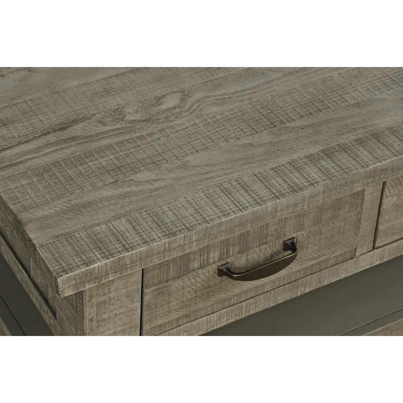 Telluride Rustic Farmhouse Solid Wood 50\" Coffee Table With Caster Wheels And Pull-Through Drawers