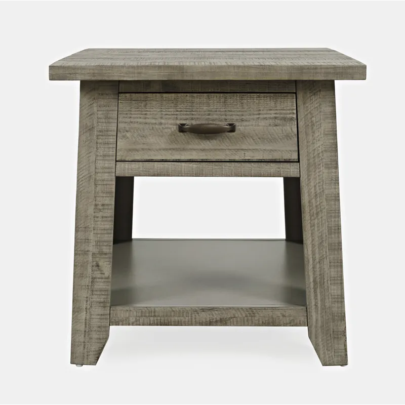 Telluride Rustic Farmhouse Solid Wood End Table With Storage