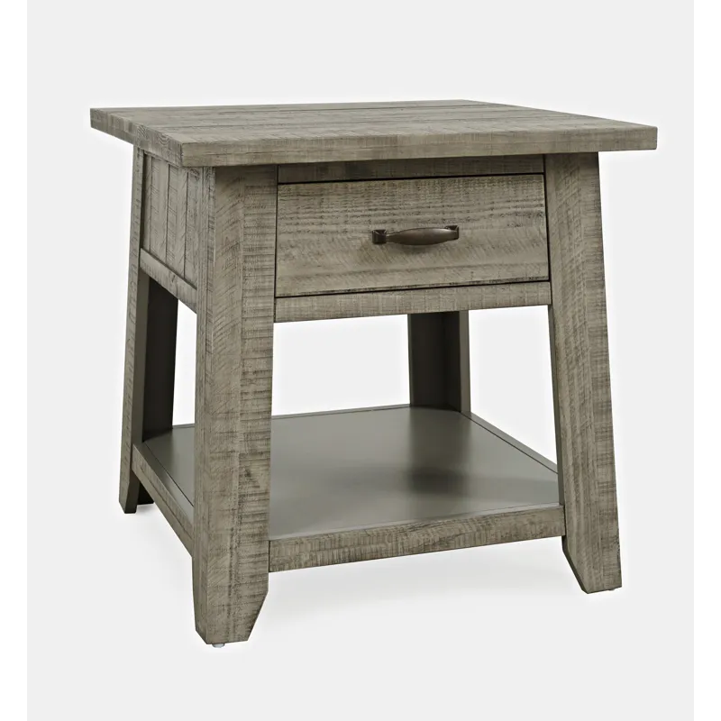 Telluride Rustic Farmhouse Solid Wood End Table With Storage