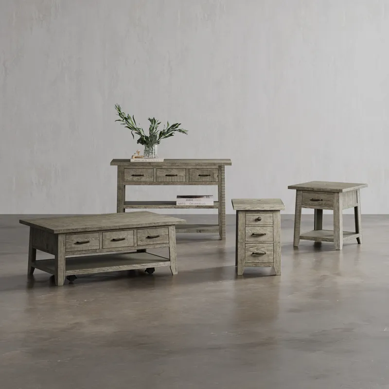 Telluride Rustic Farmhouse Solid Wood 50\" Sofa Table With Drawers And Two Shelves