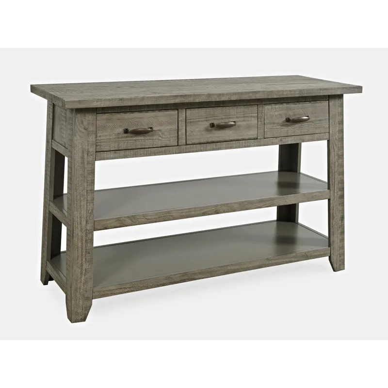 Telluride Rustic Farmhouse Solid Wood 50\" Sofa Table With Drawers And Two Shelves