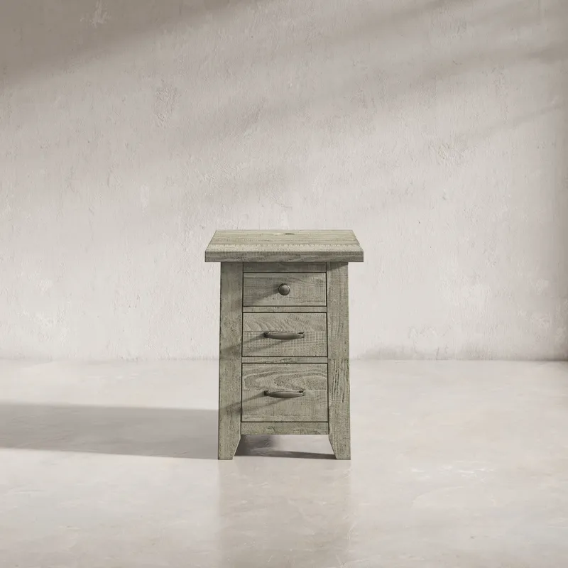 Telluride Rustic Farmhouse Solid Wood USB Charging Chairside End Table