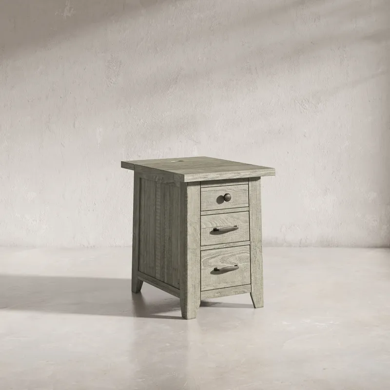 Telluride Rustic Farmhouse Solid Wood USB Charging Chairside End Table