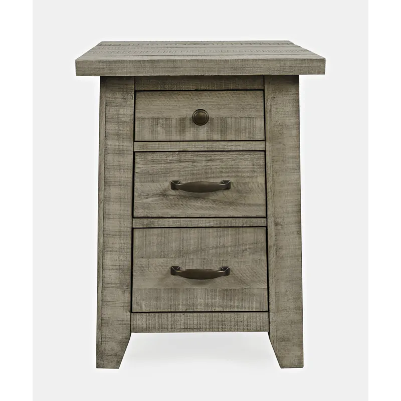 Telluride Rustic Farmhouse Solid Wood USB Charging Chairside End Table