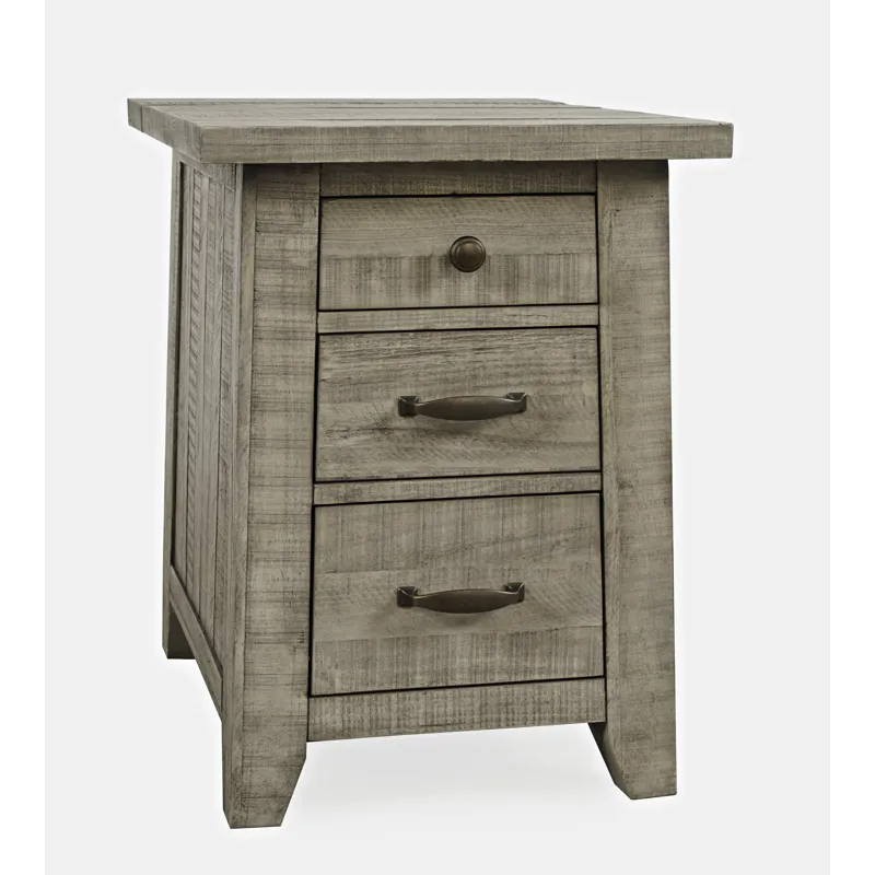 Telluride Rustic Farmhouse Solid Wood USB Charging Chairside End Table