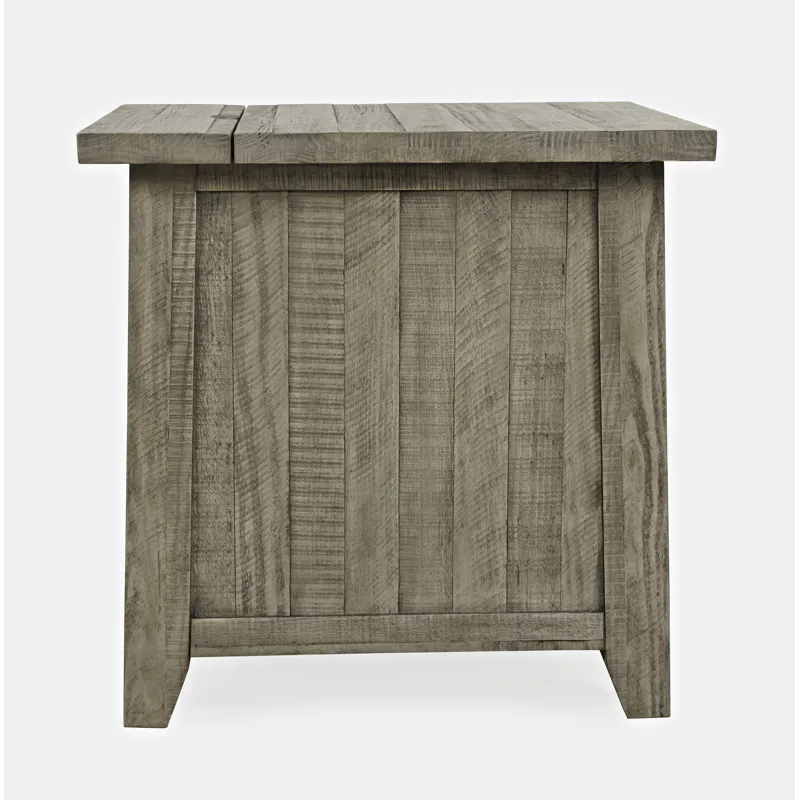 Telluride Rustic Farmhouse Solid Wood USB Charging Chairside End Table