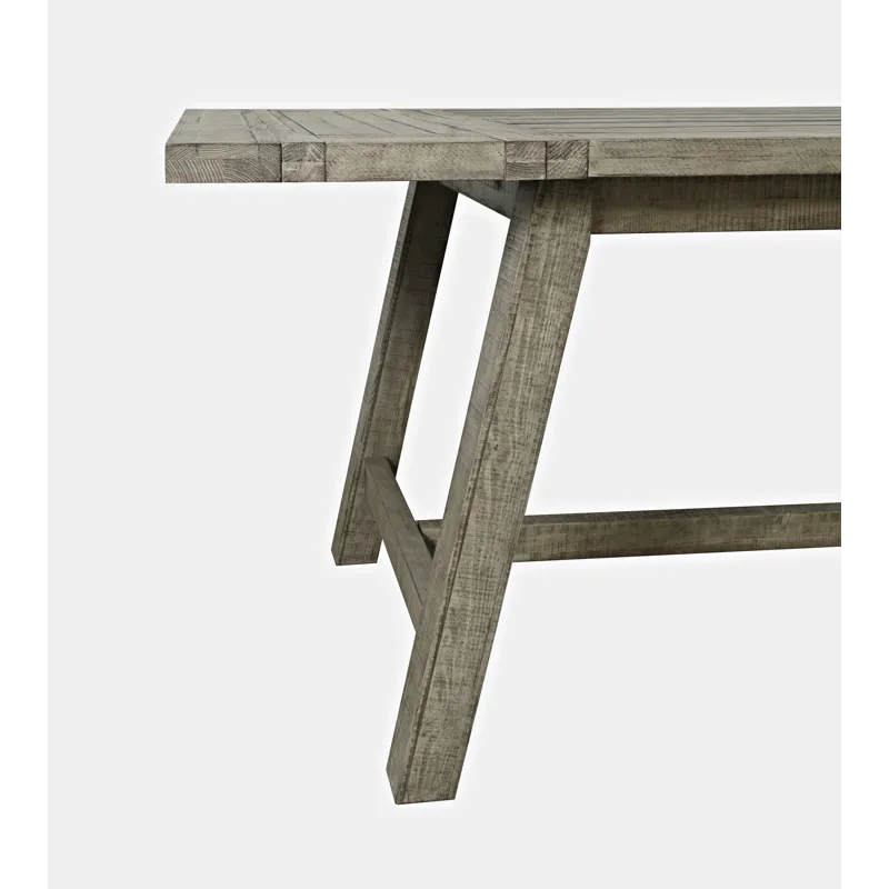 Telluride Rustic Farmhouse Solid Wood 127\" Trestle Counter Table With Two Extension Leaves