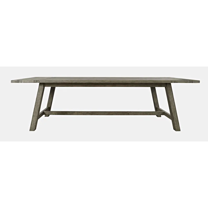 Telluride Rustic Farmhouse Solid Wood 127\" Trestle Counter Table With Two Extension Leaves