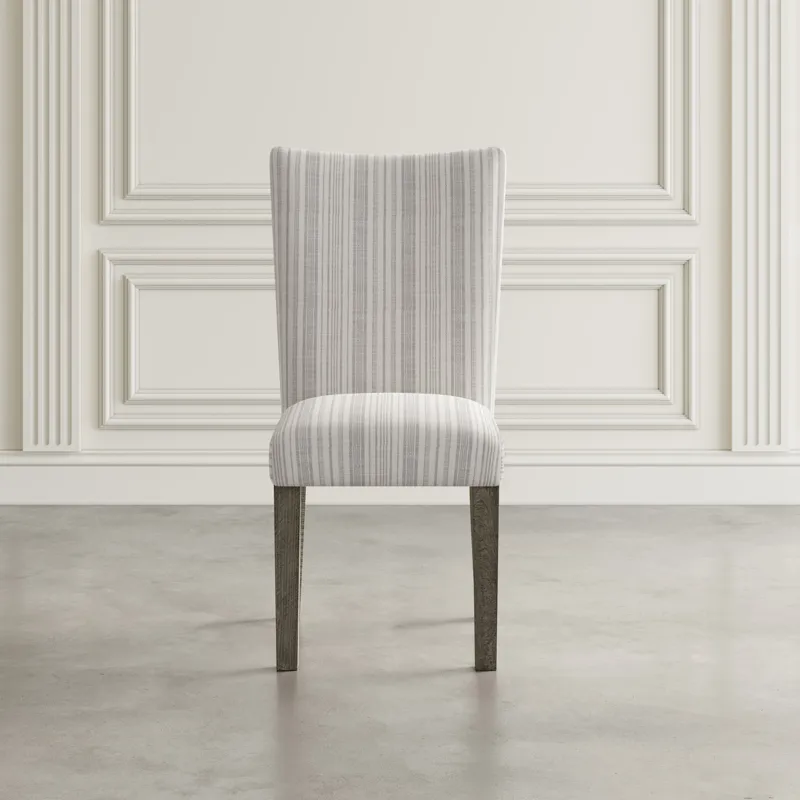 Telluride Rustic Farmhouse Solid Wood Parsons Striped Upholstery Dining Chair(Set Of 2)