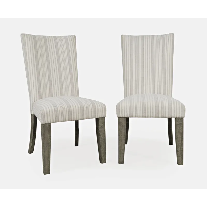 Telluride Rustic Farmhouse Solid Wood Parsons Striped Upholstery Dining Chair(Set Of 2)