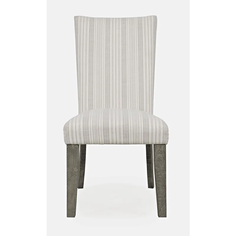 Telluride Rustic Farmhouse Solid Wood Parsons Striped Upholstery Dining Chair(Set Of 2)