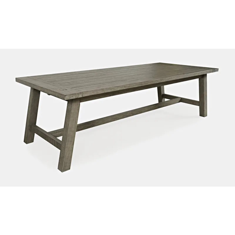 Telluride Rustic Farmhouse Solid Wood 127\" Trestle Dining Table With Two Extension Leaves