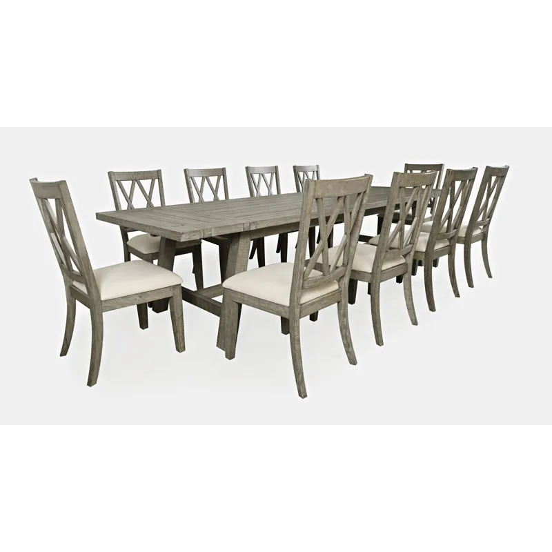Telluride Eleven Piece Rustic Farmhouse Solid Wood 127\" Extendable Dining Set