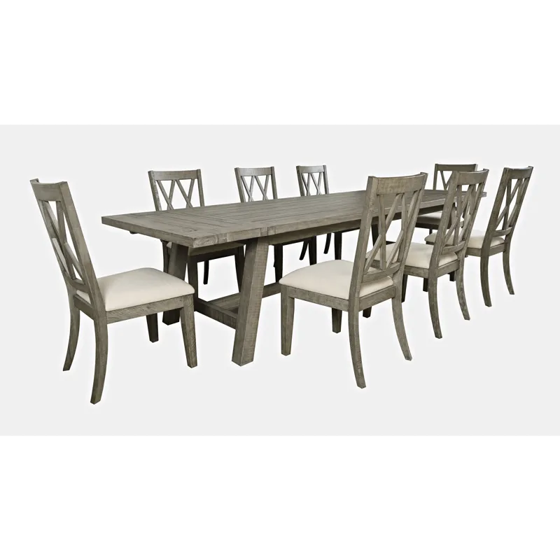 Telluride Nine Piece Rustic Farmhouse Solid Wood 127\" Extendable Dining Set