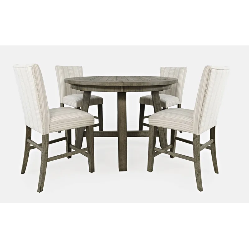 Telluride Contemporary Rustic Farmhouse Solid Wood Five Piece Counter Height Dining Table Set