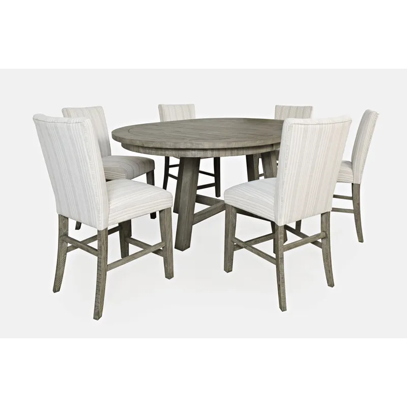 Telluride Contemporary Rustic Farmhouse Solid Wood Seven Piece Counter Height Dining Table Set