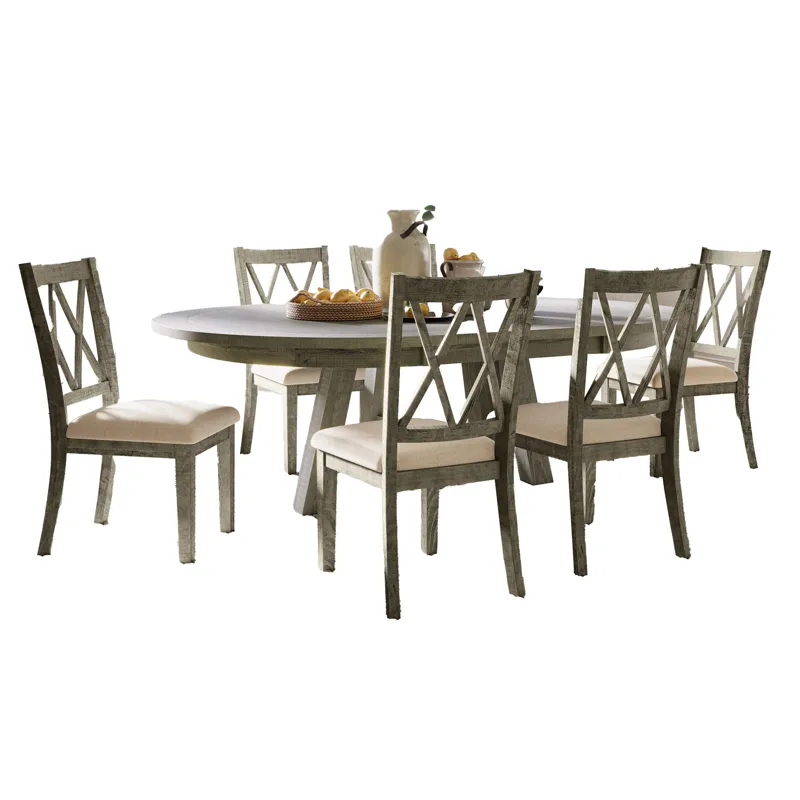 Telluride Contemporary Rustic Farmhouse Solid Wood Seven Piece Counter Height Dining Table Set With 