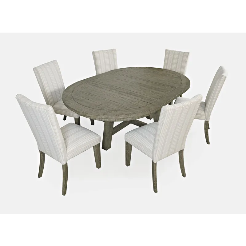 Telluride Contemporary Rustic Farmhouse Solid Wood Seven Piece Dining Table Set